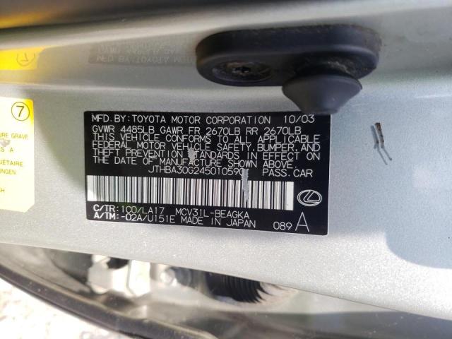 Photo 10 from auction – 2004 LEXUS ES 330 with VIN JTHBA30G245010590