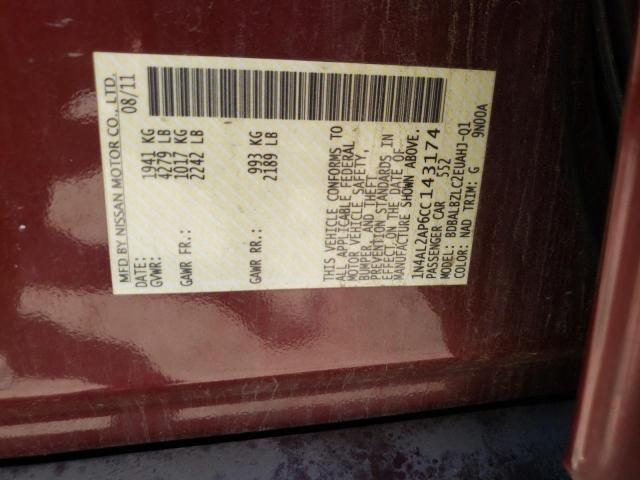 صورة رقم 10 من المزاد - 2012 NISSAN ALTIMA BAS مع VIN 1N4AL2AP6CC143174
