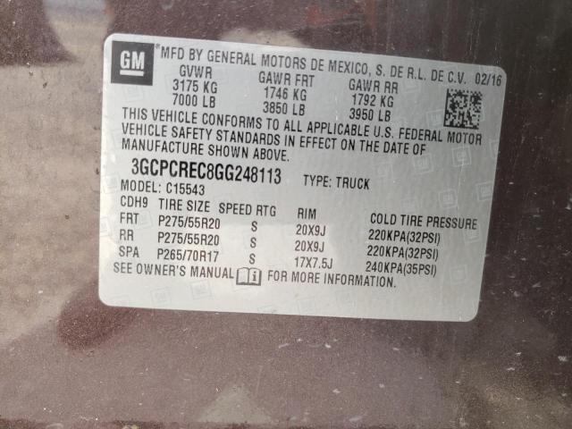 Photo 10 from auction – 2016 CHEVROLET SILVERADO with VIN 3GCPCREC8GG248113