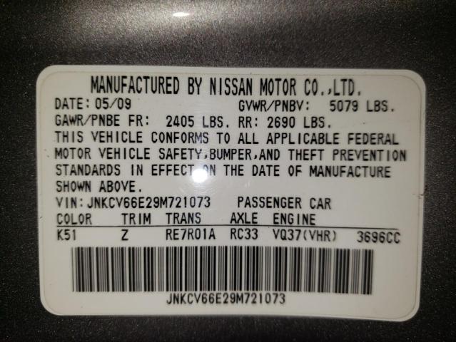 Photo 10 from auction – 2009 INFINITI G37 BASE with VIN JNKCV66E29M721073