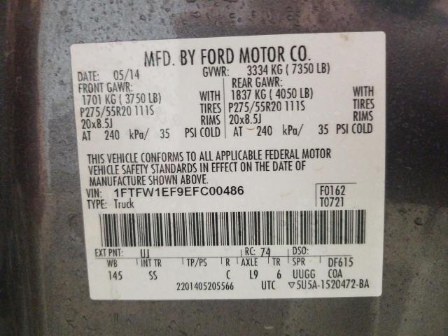 Photo 10 from auction – 2014 FORD F150 SUPER with VIN 1FTFW1EF9EFC00486