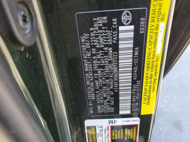 Photo 10 from auction – 2011 TOYOTA CAMRY BASE with VIN 4T4BF3EK7BR122323