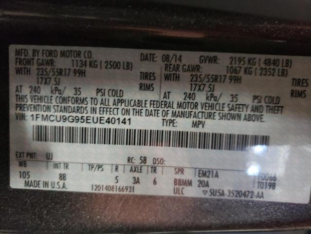 Photo 10 from auction – 2014 FORD ESCAPE SE with VIN 1FMCU9G95EUE40141