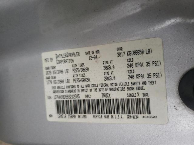 Photo 10 from auction – 2005 DODGE RAM 1500 S with VIN 1D7HA18D55S212505