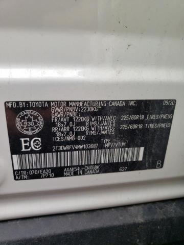 Photo 10 from auction – 2021 TOYOTA RAV4 LIMIT with VIN 2T3DWRFV4MW103687