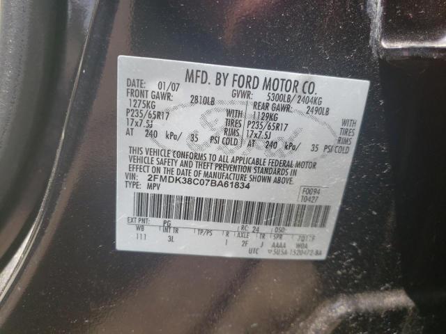 Photo 10 from auction – 2007 FORD EDGE SEL with VIN 2FMDK38C07BA61834