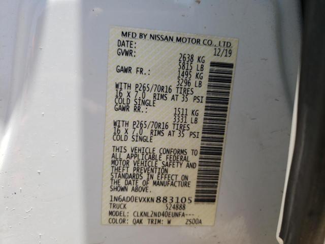 Photo 10 from auction – 2019 NISSAN FRONTIER S with VIN 1N6AD0EVXKN883105