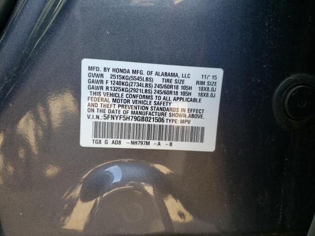 Photo 10 from auction – 2016 HONDA PILOT EXLN with VIN 5FNYF5H79GB021506