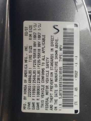 Photo 10 from auction – 2007 ACURA RDX TECHNO with VIN 5J8TB18597A018595