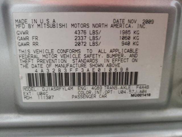 Photo 10 from auction – 2010 MITSUBISHI GALANT ES with VIN 4A32B3FF3AE010698