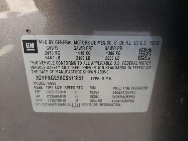 Photo 10 from auction – 2012 CADILLAC SRX with VIN 3GYFNGE3XCS571851