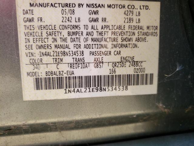 Photo 10 from auction – 2008 NISSAN ALTIMA 2.5 with VIN 1N4AL21E98N534538