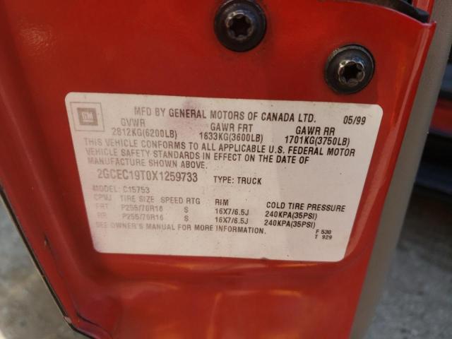 Photo 10 from auction – 1999 CHEVROLET SILVERADO with VIN 2GCEC19T0X1259733