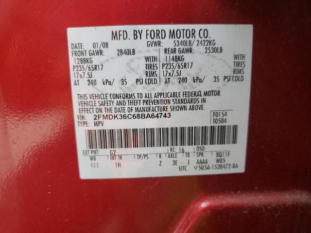 Photo 10 from auction – 2008 FORD EDGE SE with VIN 2FMDK36C68BA64743