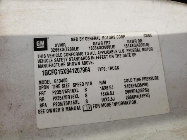 Photo 10 from auction – 2004 CHEVROLET EXPRESS G1 with VIN 1GCFG15X841207964