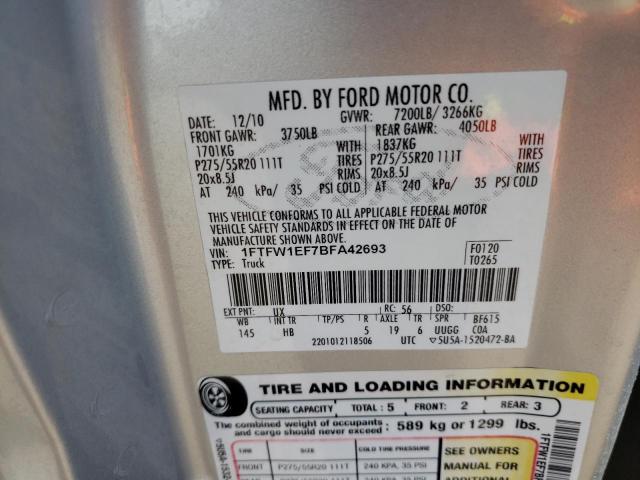 Photo 10 from auction – 2011 FORD F150 SUPER with VIN 1FTFW1EF7BFA42693