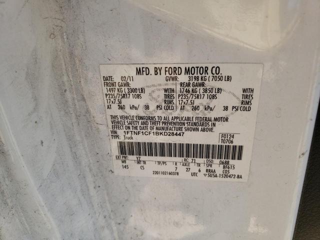 Photo 10 from auction – 2011 FORD F150 with VIN 1FTNF1CF1BKD28447