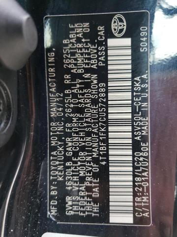 Photo 10 from auction – 2012 TOYOTA CAMRY BASE with VIN 4T1BF1FK7CU572889