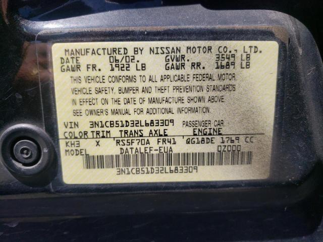 Photo 10 from auction – 2002 NISSAN SENTRA XE with VIN 3N1CB51D32L683309