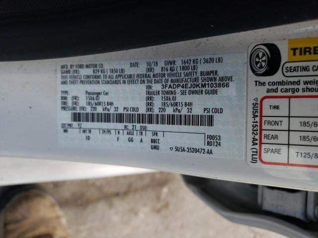 Photo 10 from auction – 2019 FORD FIESTA SE with VIN 3FADP4EJ0KM103866