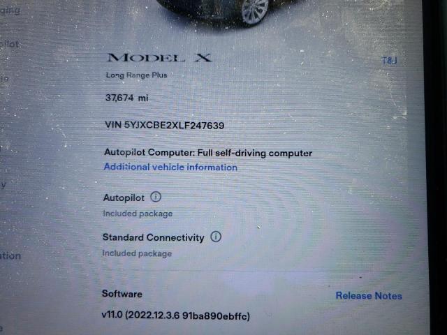 Photo 8 from auction – 2020 TESLA MODEL X with VIN 5YJXCBE2XLF247639