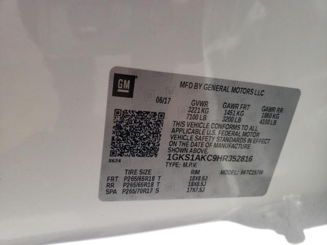 Photo 10 from auction – 2017 GMC YUKON SLE with VIN 1GKS1AKC9HR352816
