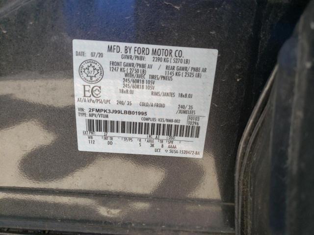 Photo 10 from auction – 2020 FORD EDGE SEL with VIN 2FMPK3J99LBB01995