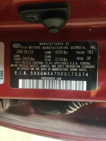 Photo 10 from auction – 2013 KIA OPTIMA LX with VIN 5XXGM4A70DG175374