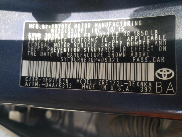 Photo 10 from auction – 2016 TOYOTA COROLLA L with VIN 5YFBURHE3GP409921