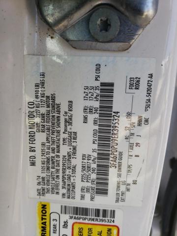 Photo 10 from auction – 2014 FORD FUSION SE with VIN 3FA6P0PU9ER395324