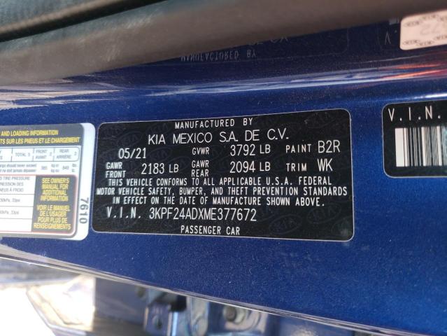 Photo 10 from auction – 2021 KIA FORTE FE with VIN 3KPF24ADXME377672