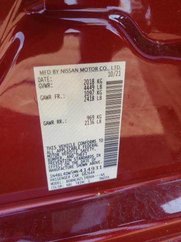 Photo 10 from auction – 2021 NISSAN ALTIMA SV with VIN 1N4BL4DW5MN414931