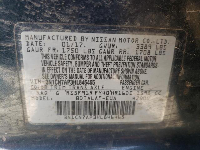 Photo 10 from auction – 2017 NISSAN VERSA S with VIN 3N1CN7AP3HL846465