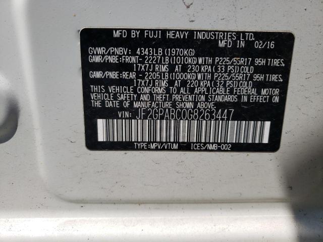Photo 10 from auction – 2016 SUBARU CROSSTREK with VIN JF2GPABC0G8263447