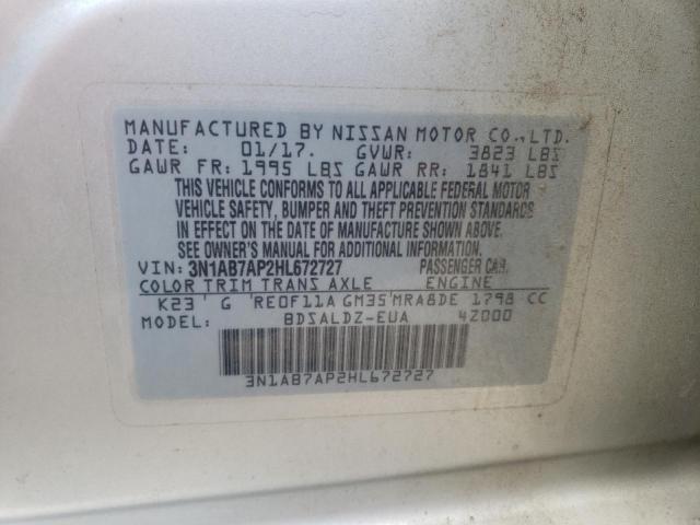 Photo 10 from auction – 2017 NISSAN SENTRA S with VIN 3N1AB7AP2HL672727