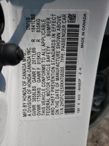 Photo 10 from auction – 2019 HONDA CIVIC SI with VIN 2HGFC1E5XKH706355