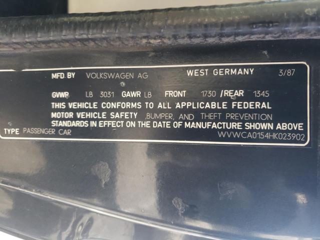 Photo 10 from auction – 1987 VOLKSWAGEN CABRIOLET with VIN WVWCA0154HK023902