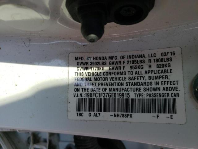 Photo 10 from auction – 2016 HONDA CIVIC EX with VIN 19XFC1F37GE019915