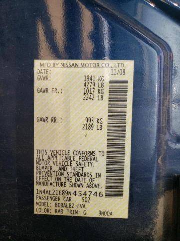 Photo 10 from auction – 2009 NISSAN ALTIMA 2.5 with VIN 1N4AL21E89N454746