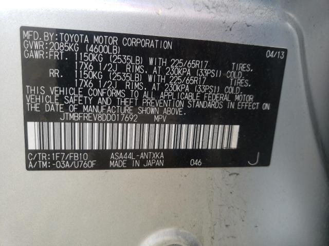 Photo 10 from auction – 2013 TOYOTA RAV4 LE with VIN JTMBFREV8DD017692