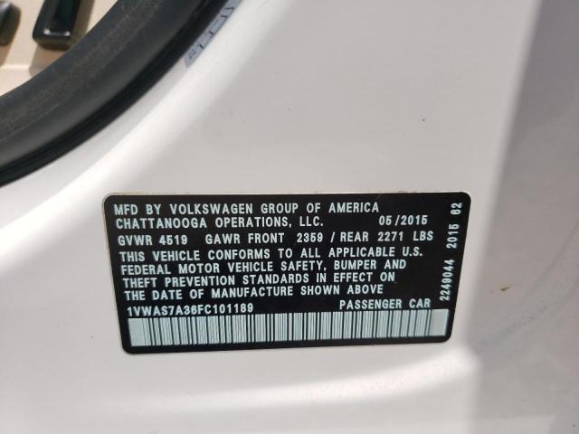 Photo 10 from auction – 2015 VOLKSWAGEN PASSAT S with VIN 1VWAS7A36FC101189