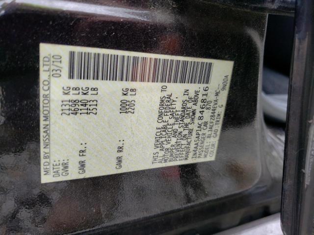 Photo 10 from auction – 2010 NISSAN MAXIMA with VIN 1N4AA5AP1AC846816