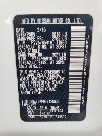 Photo 10 from auction – 2015 NISSAN QUEST S with VIN JN8AE2KP0F9126833