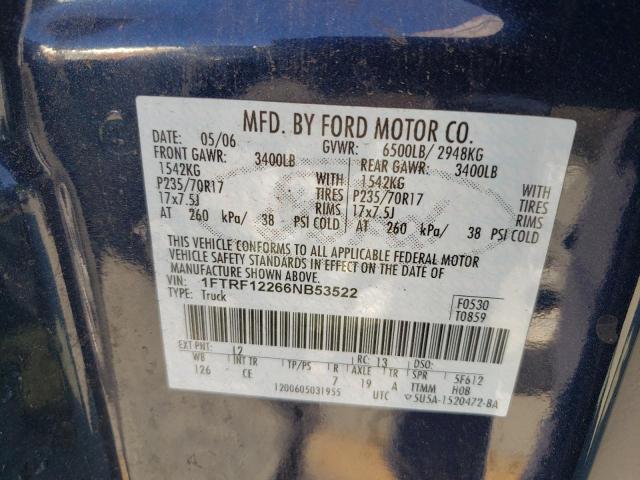 Photo 10 from auction – 2006 FORD F150 with VIN 1FTRF12266NB53522
