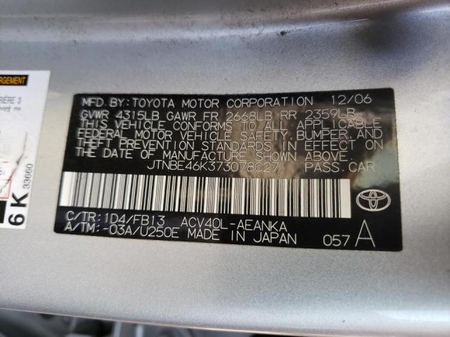 Photo 10 from auction – 2007 TOYOTA CAMRY CE with VIN JTNBE46K373078027