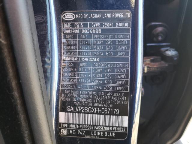 Photo 10 from auction – 2015 LAND ROVER RANGE ROVE with VIN SALVP2BGXFH067179
