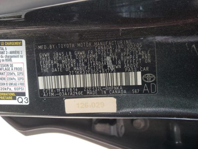 Photo 10 from auction – 2005 TOYOTA COROLLA MA with VIN 2T1KR32E05C491773