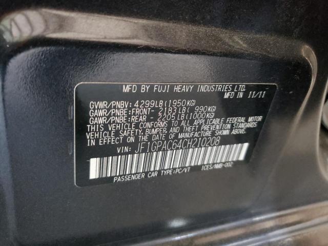 Photo 10 from auction – 2012 SUBARU IMPREZA PR with VIN JF1GPAC64CH210208
