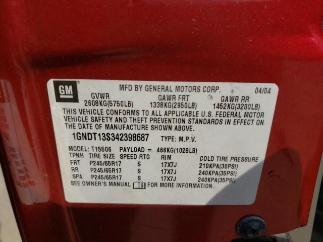 Photo 10 from auction – 2004 CHEVROLET TRAILBLAZE with VIN 1GNDT13S342398687