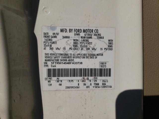 Photo 10 from auction – 2008 FORD F150 SUPER with VIN 1FTRW14548FA33738
